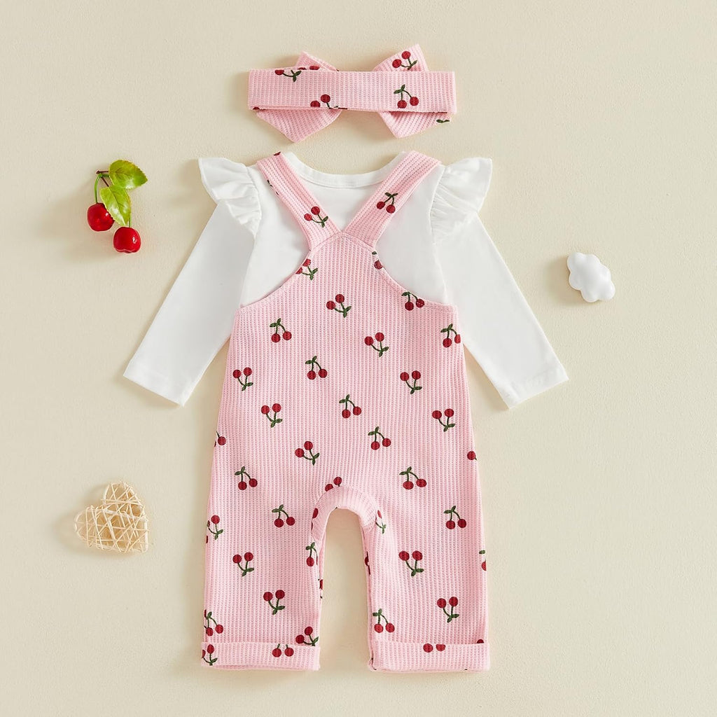 Infant Baby Girl Fall Outfits Romper Overalls Pants Set