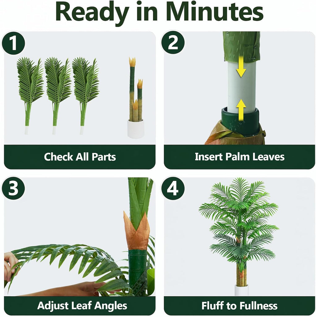 5FT Artificial Golden Cane Palm Tree, Fake Palm Tree UV Resistant