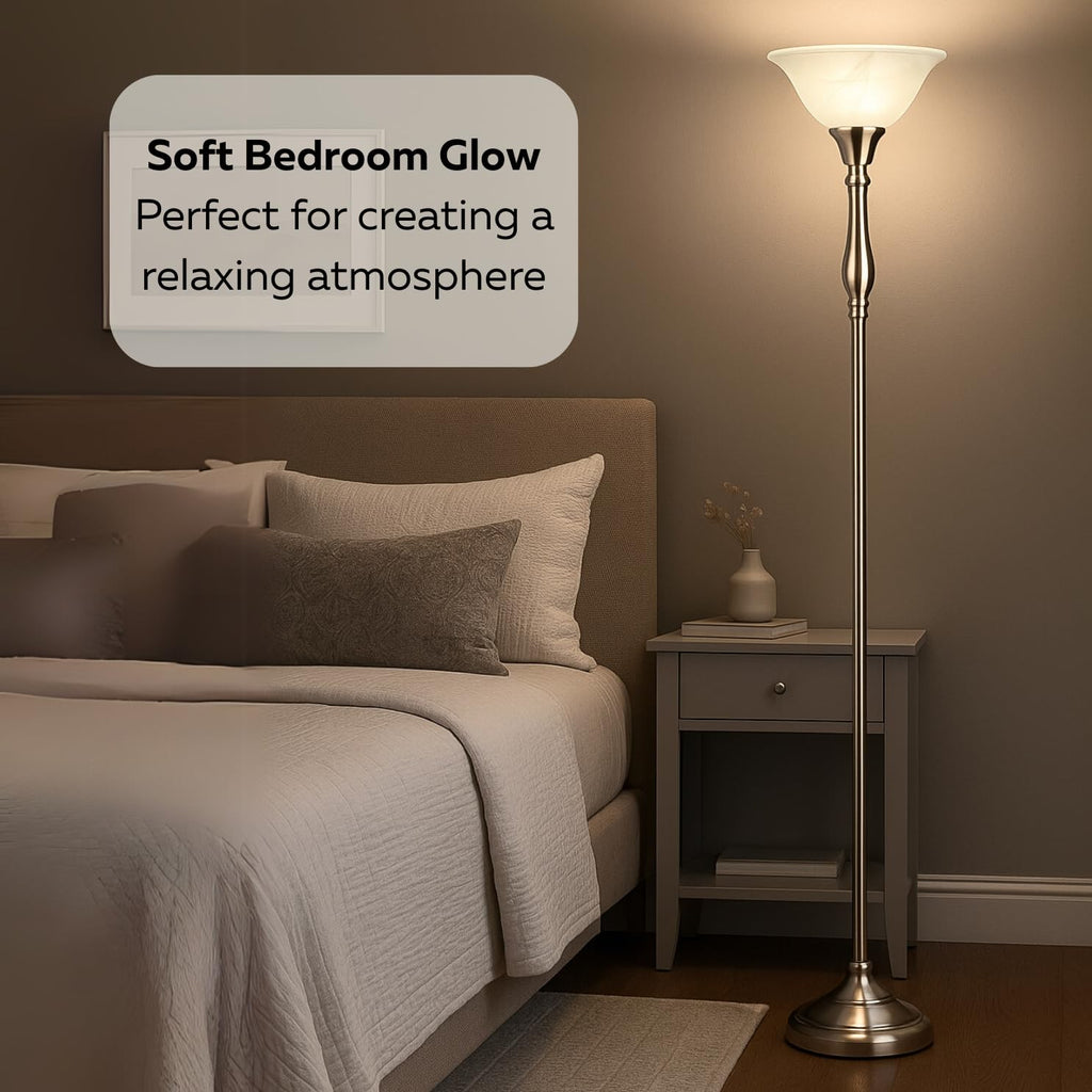 Torchiere Floor Lamp, 72", Brushed Nickel