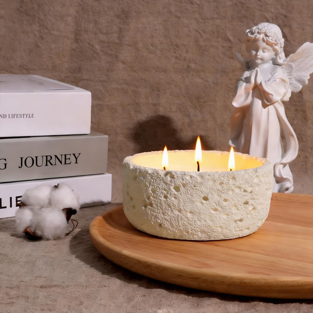20oz Large Scented Candle - Vanilla Dreamscape, 3 Wick Non Toxic Soy Candles for Women, Matte Ivory White Ceramic Jar