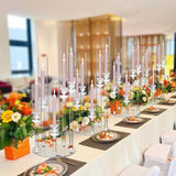 2PCS Acrylic Candelabra Centerpiece for Table,5 Arm Clear Candle Stick Holders Wedding Centerpiece Standsle