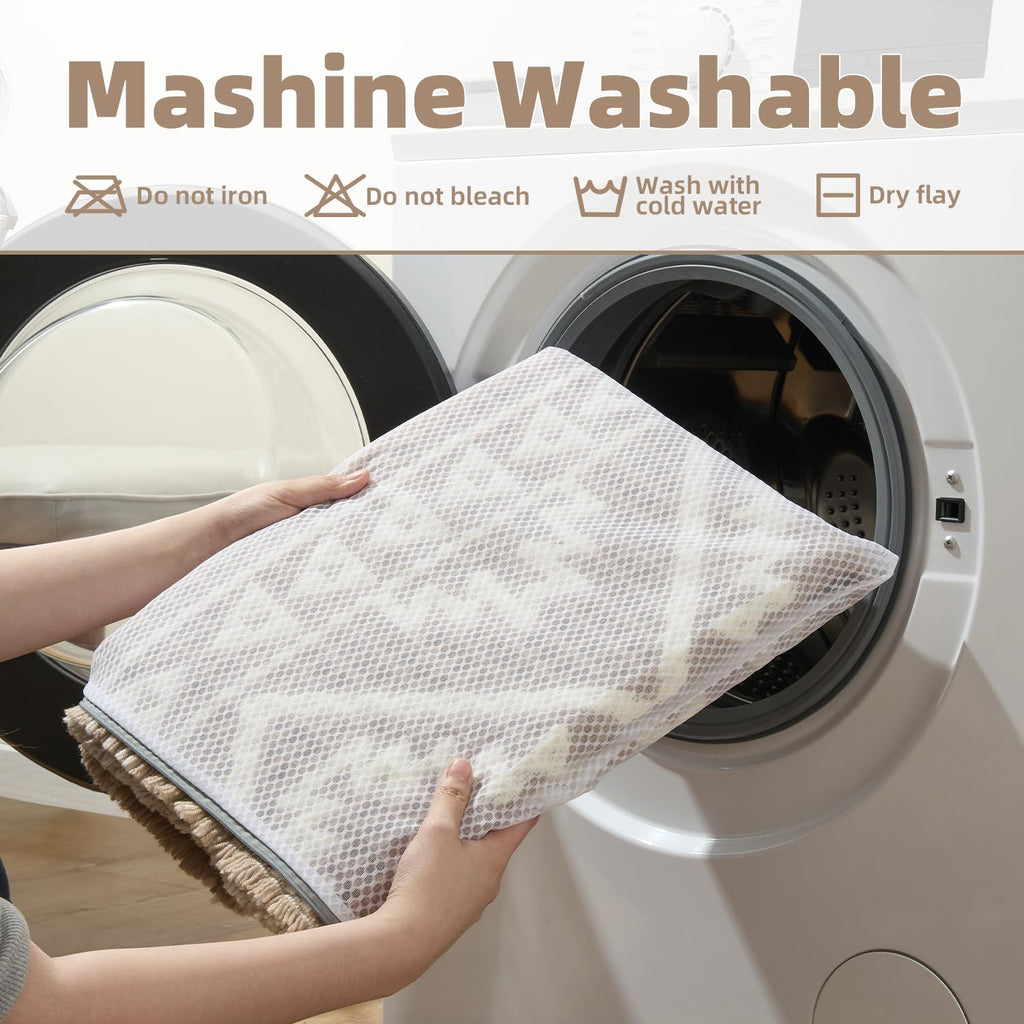 Waffle Bath Mat-Super Absorbent Bath Mats, Machine Washable Non Slip Bathroom Rug with Tassels, Soft Bathroom Mat