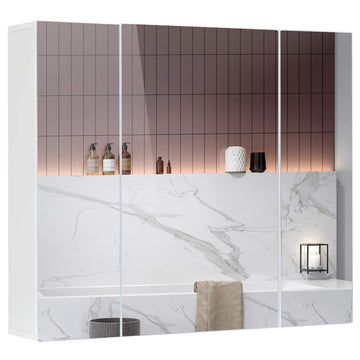 Medicine Cabinet Bathroom Mirror Cabinet with 3 Door 27.6x23.62 Inch Bathroom Wall Cabinet with Mirror Wall Mirror