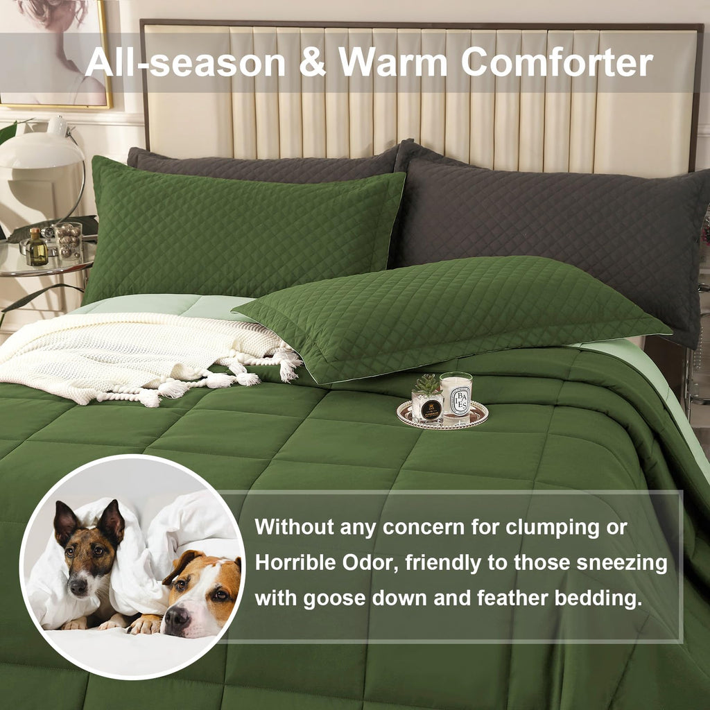 Oversized King Plus Comforter, 128x120 Extra Large King Size Quilts 3 Pieces, Lightweight Reversible All Season Down