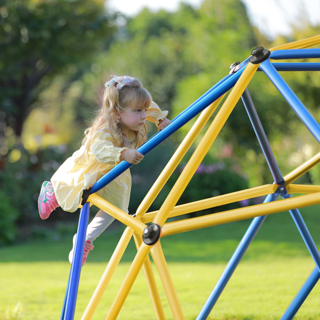 Upgraded Outdoor Geometric Dome Climber, 3D Assembly Video, Suitable for 1-6 Kids Climbing Frame (Blue, 9FT)