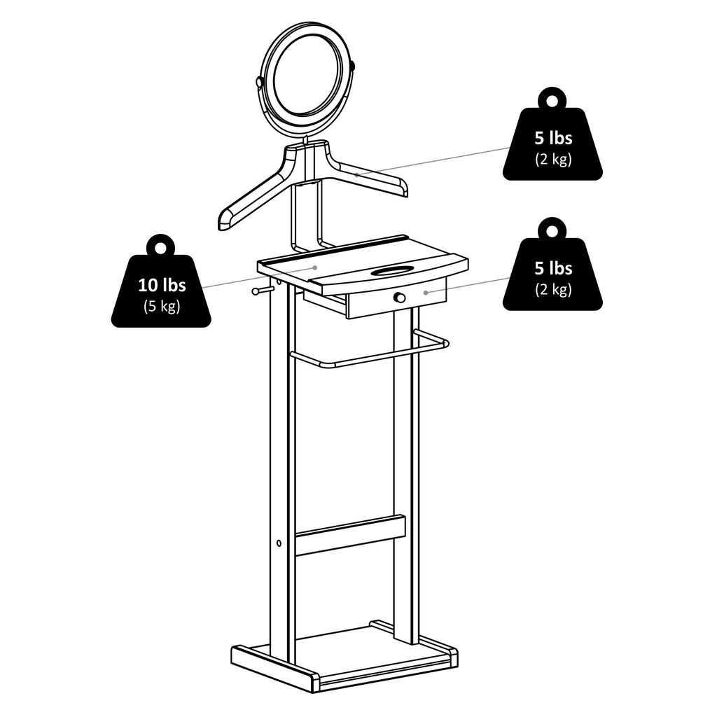 Wood Valet Stand With Wood Base, Dark Espresso (92155)
