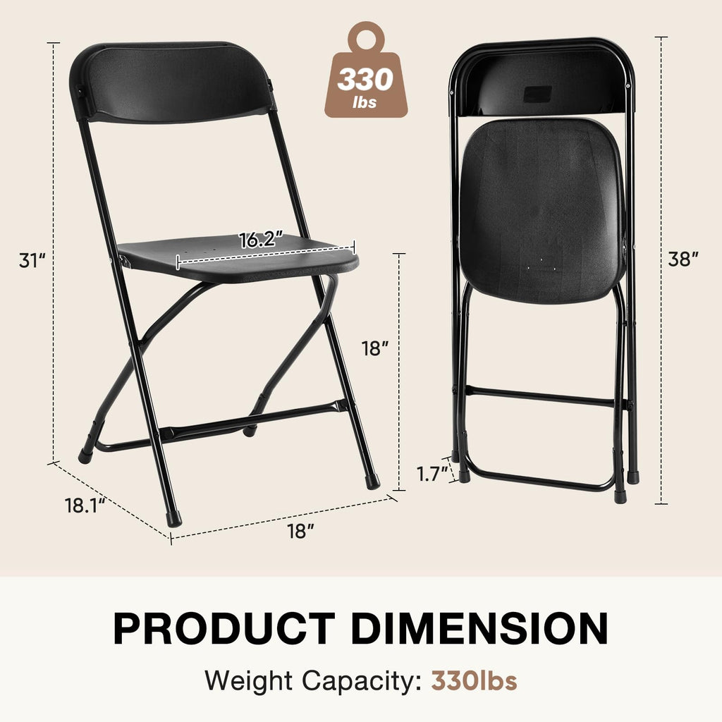 Plastic Folding Chairs Sets of 4, Patio Dining Foldable Sets, Outdoor