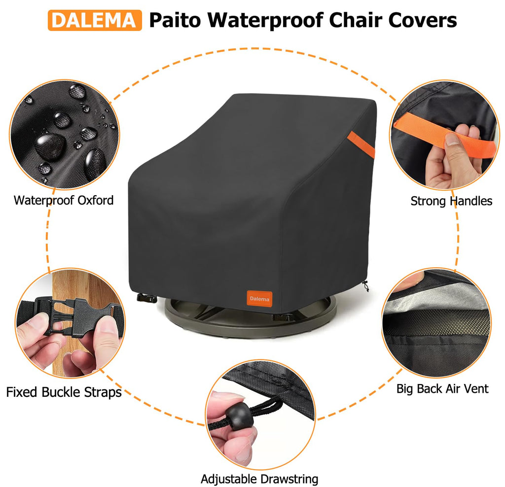 Outdoor Swivel Chair Cover 2 Pack, 600D Heavy Duty 100% Waterproof Outdoor Chair Covers, Patio Furniture Covers for