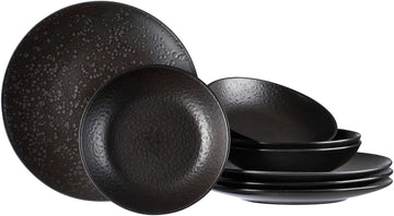 Kitwe 8-Piece Dinner Set, Black-Brown