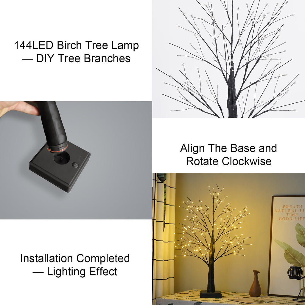144 LED Artificial Tree Lamp with Timer, DIY Birch Tree LED Lights