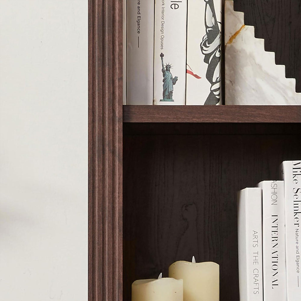 5-Tier Narrow Bookshelf, Adjustable Shelving Unit, Dark Cherry
