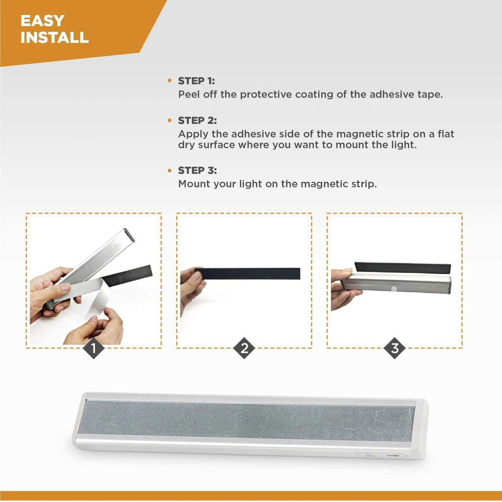 Motion Sensor LED Under Cabinet Lights, 10 LED Light Strips for Closet, Kitchen, Bathroom, Pantry - Battery Operated