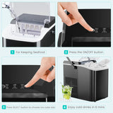 Countertop Ice Maker Machine with Handle, Auto-Cleaning Portable Ice Maker with Basket & Scoop, 26lbs in 24Hrs & 9