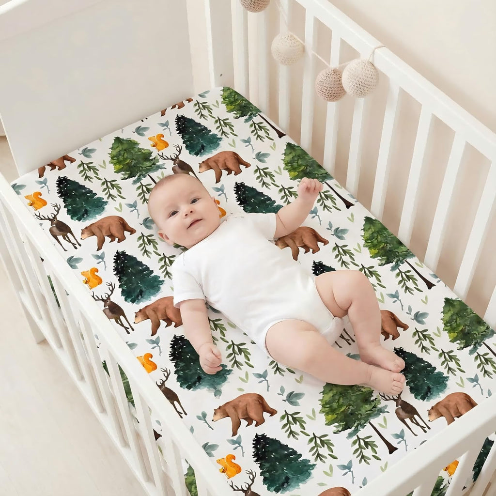 Fitted Baby Crib Sheets Set of 4, Unisex Crib Sheets for Boys Girls, Soft Neutral Crib Mattress Sheet, Breathable for