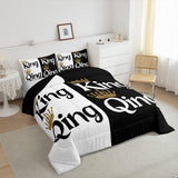 Erosebridal King and Queen Crown Comforter Set Black White Couple Bedding Set for Adult Women Men,His Her Mr Mrs Quilt