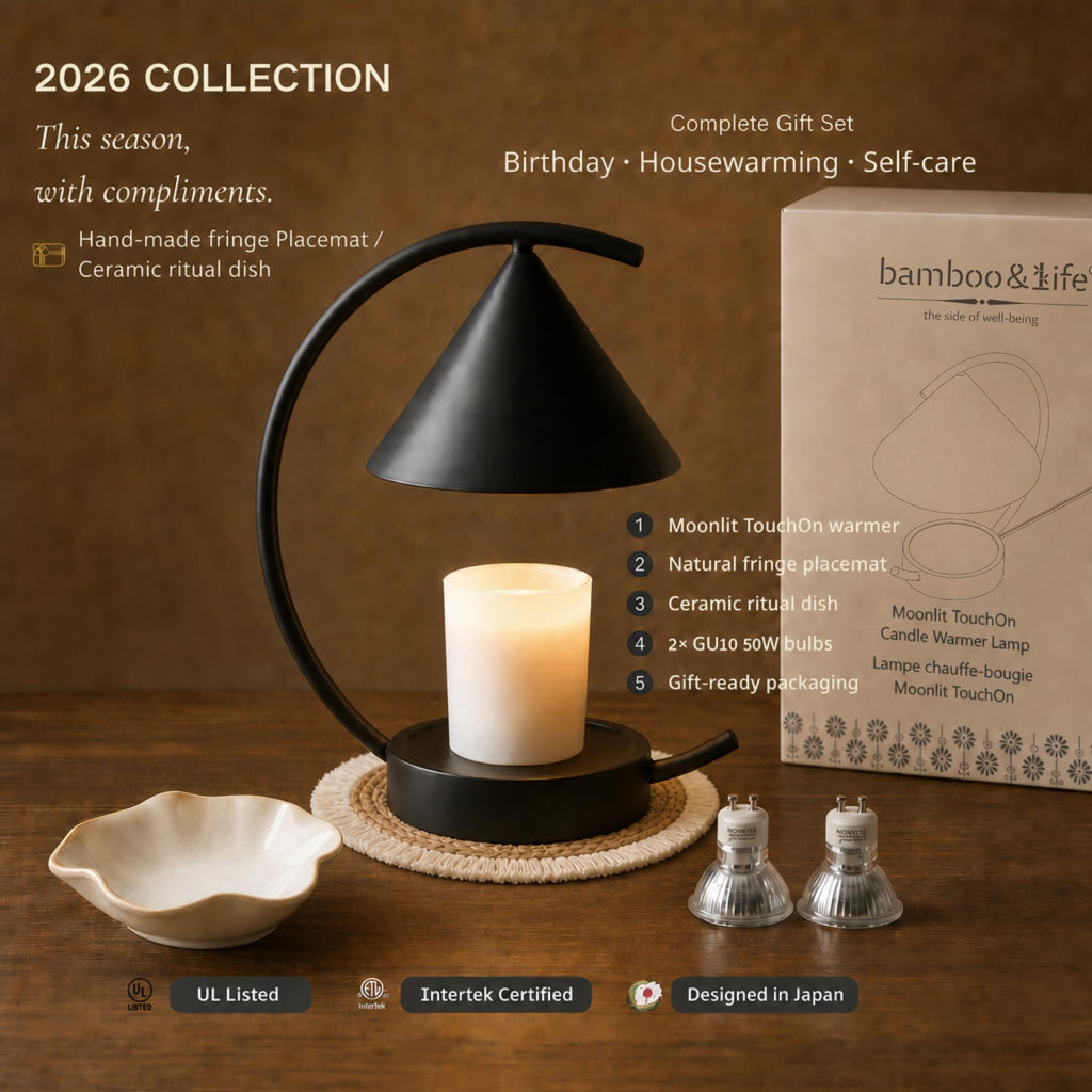 Japandi Moon Arc Candle & Wax Warmer Gift Set, Tsukimi Inspired