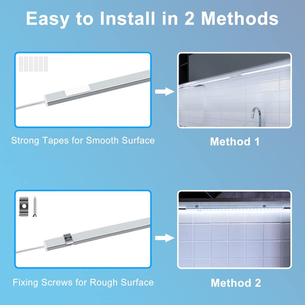 6 PCS 12-inch Plug-in Under Cabinet Lights, Ultra-Thin