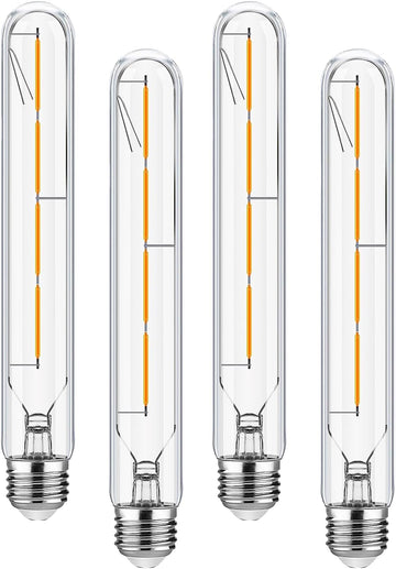 T10 Led Long Bulbs,4W Dimmable Tubular Bulb,40 Watt Equivalent,E26 Edison Style Vintage LED Filament Light Bulb,3000K