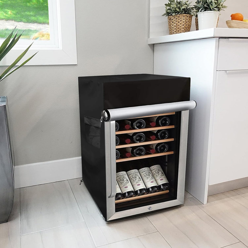 Beverage Refrigerator Cooler Cover,Outdoor Fridge Cover - Waterproof, Dustproof, Sun-Proof, 20" W x 20" D x 33" H.