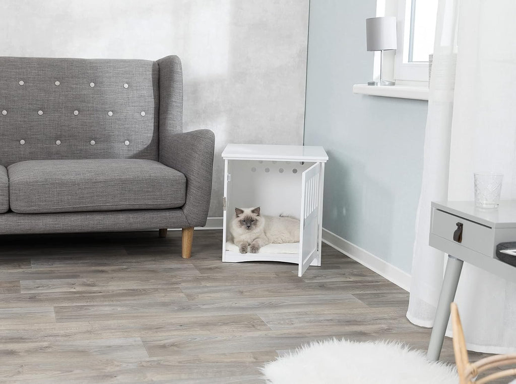 19" x 20" Wooden Indoor Dog Crate, Small Side Table Home for Any Room, Ideal for Small Dogs, White