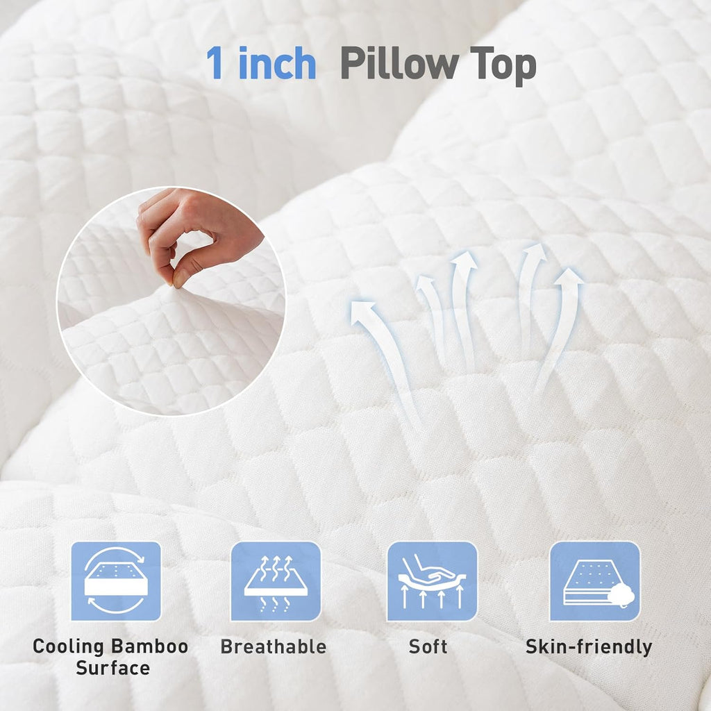 Dual Layer 3 Inch Memory Foam Mattress Topper Full Size, 2 Inch Cooling Gel Memory Foam Plus 1 Inch Down Alternative