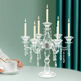 7 Arm Crystal Floor Candelabra Wedding Table Centerpieces,14 Inches Tall Candlesticks Candle Holder Stand for Dinner