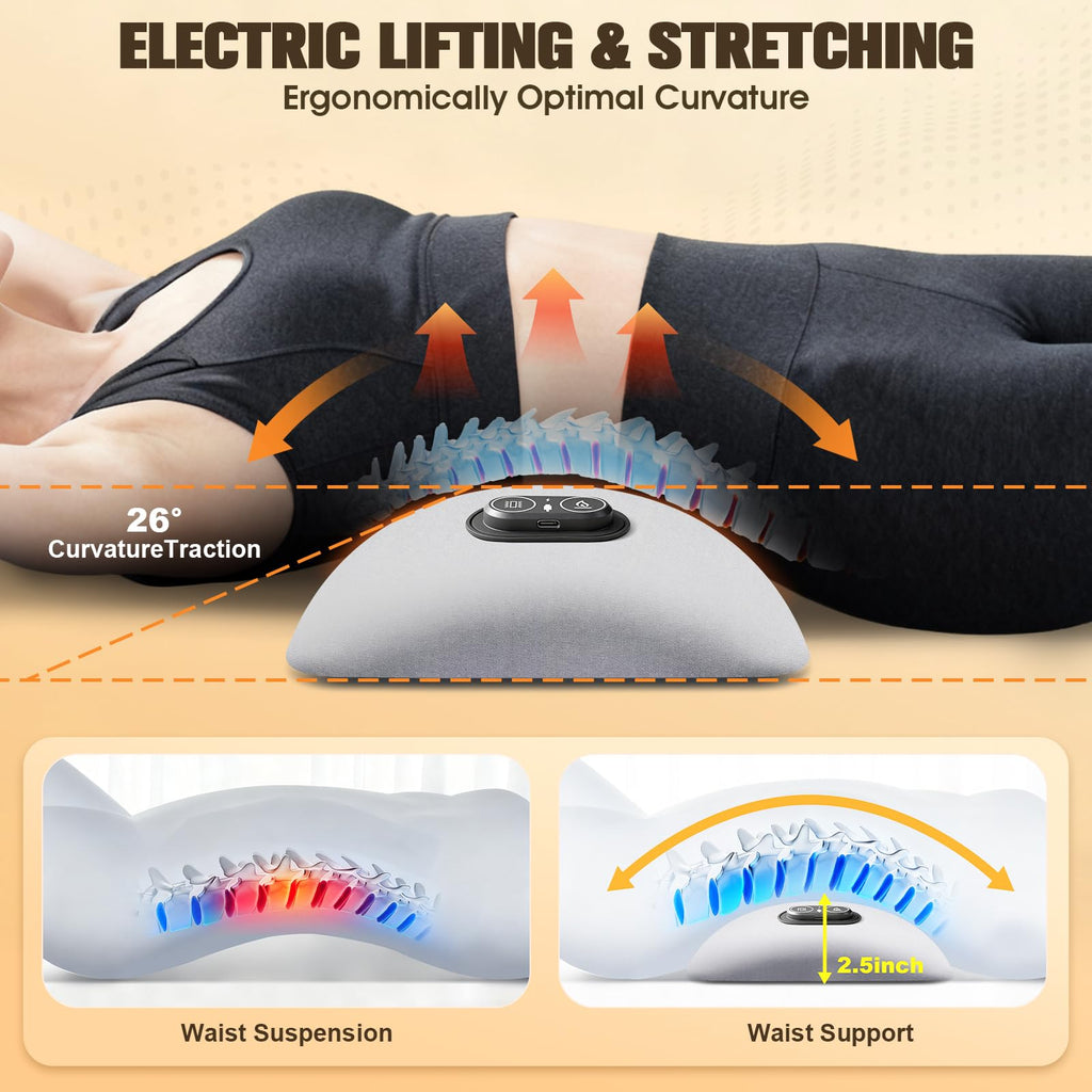 Lumbar Support Pillow, Triple Fusion Massager for Sciatica LightGray