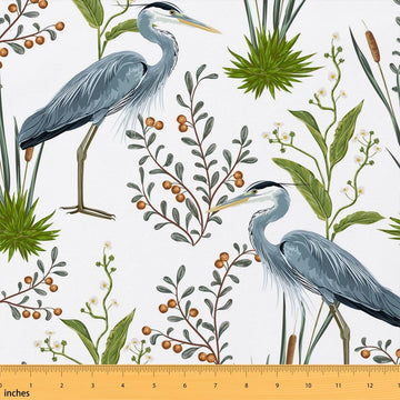 Flamingo Fabric By The Yard, Leaves Upholstery Fabric, Wild Animals