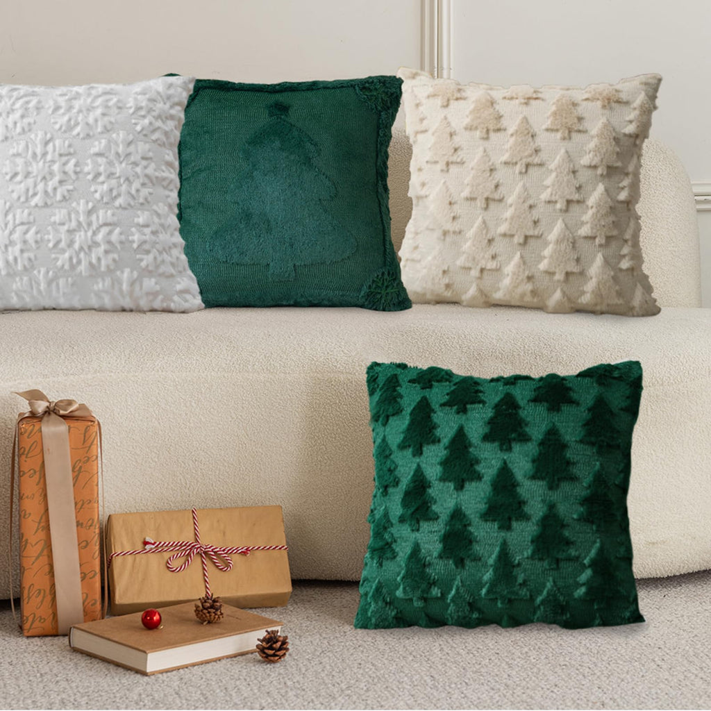 Christmas Pillow Covers 18x18, Dark Green Christmas Tree Decor