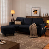 Convertible Sectional Couches for Living Room, Modern Corduroy Couch Small Sofas for Small Space Apartment Office