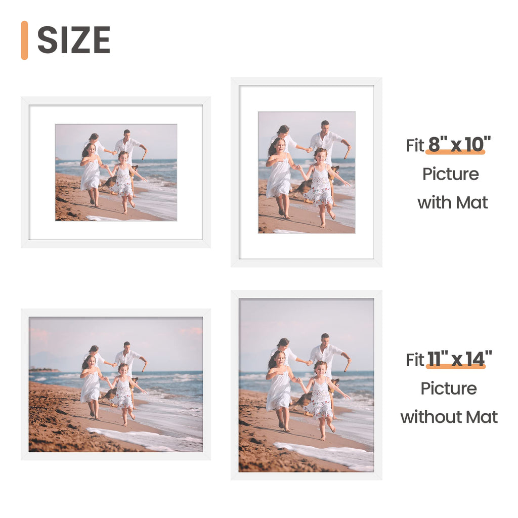 11x14 Picture Frame, Gallery Wall Frames Set of 5, White