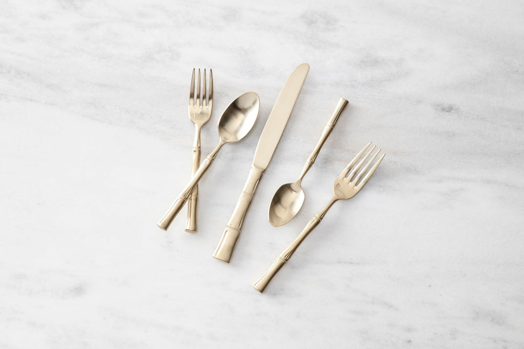 Royal Pacific 18/10 Stainless Steel, 5 Piece Flatware Set (Service for 1), Brushed Champagne