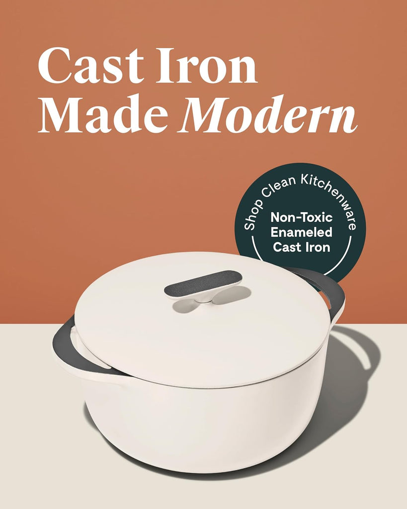 Enameled Cast Iron Round Dutch Oven | 6.5 qt Cast Iron Dutch Oven with Lid, 3 Layer Enamel Coating, No Seasoning