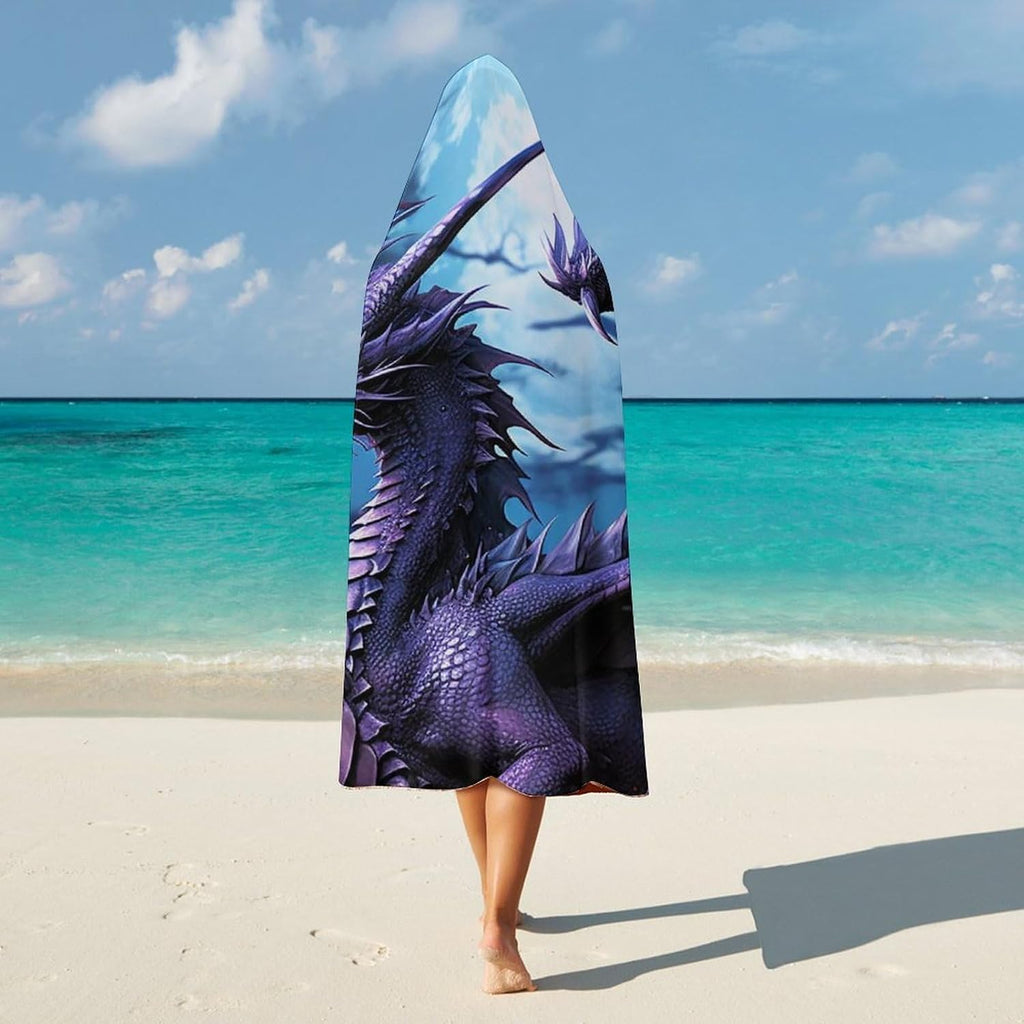 Purple Dragon Purple Moon Wearable Blanket Hoodie for Adults Oversized Fleece Hooded Sweatshirt Blanket Soft Cozy Wrap
