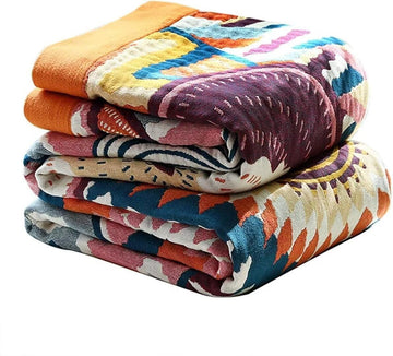 Boho Throw Blanket for Bed 100% Cotton Bohemian Blankets Ultra Soft Woven Muslin Decorative Blankets All Seasons