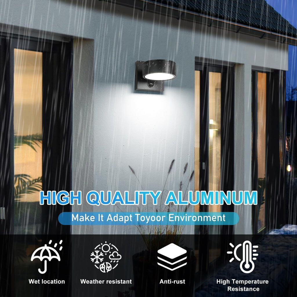 Motion Sensor Outdoor Lights, Aluminum Outdoor Wall Sconce, LED Porch Lights, Exterior Lighting fixtures, Waterproof