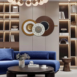 27x16 Inch Large Decorative Wall Clock - Wood & Metal Mid Century Modern Clock Non-Ticking Silent Battery Operated