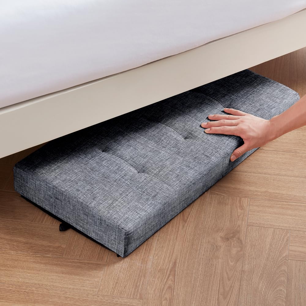 30" Large Storage Ottoman Bench with Legs, Gray