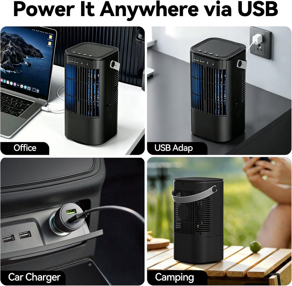 Portable Air Conditioners, 4-in-1 Mini Small Air Conditioner Evaporative Air Cooler Fan with 1000ml Water Tank