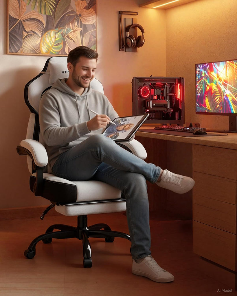 Gaming Chair for Adults, Ergonomic High Back Chair with Footrest | Big & Tall Computer Video Gaming Chair, Comfort