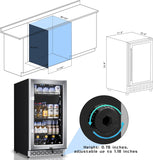 18-inch under-counter beverage refrigerator - 140-Can & 20-Bottle Capacity, Dual