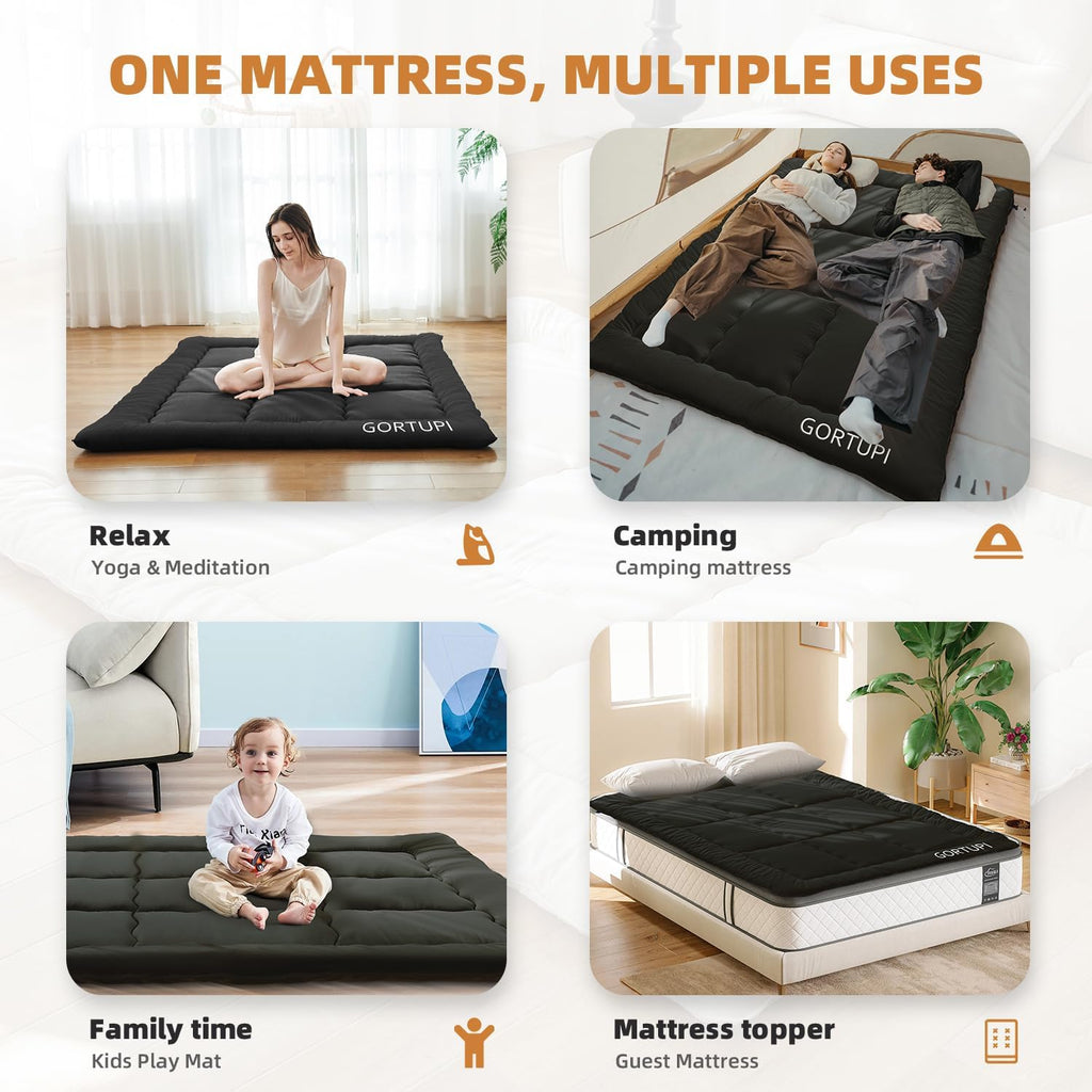 Queen Size Japanese Floor Futon Foldable Futon Mattress for Floor Tatami Mattress Portable Rollaway Bed for Guest