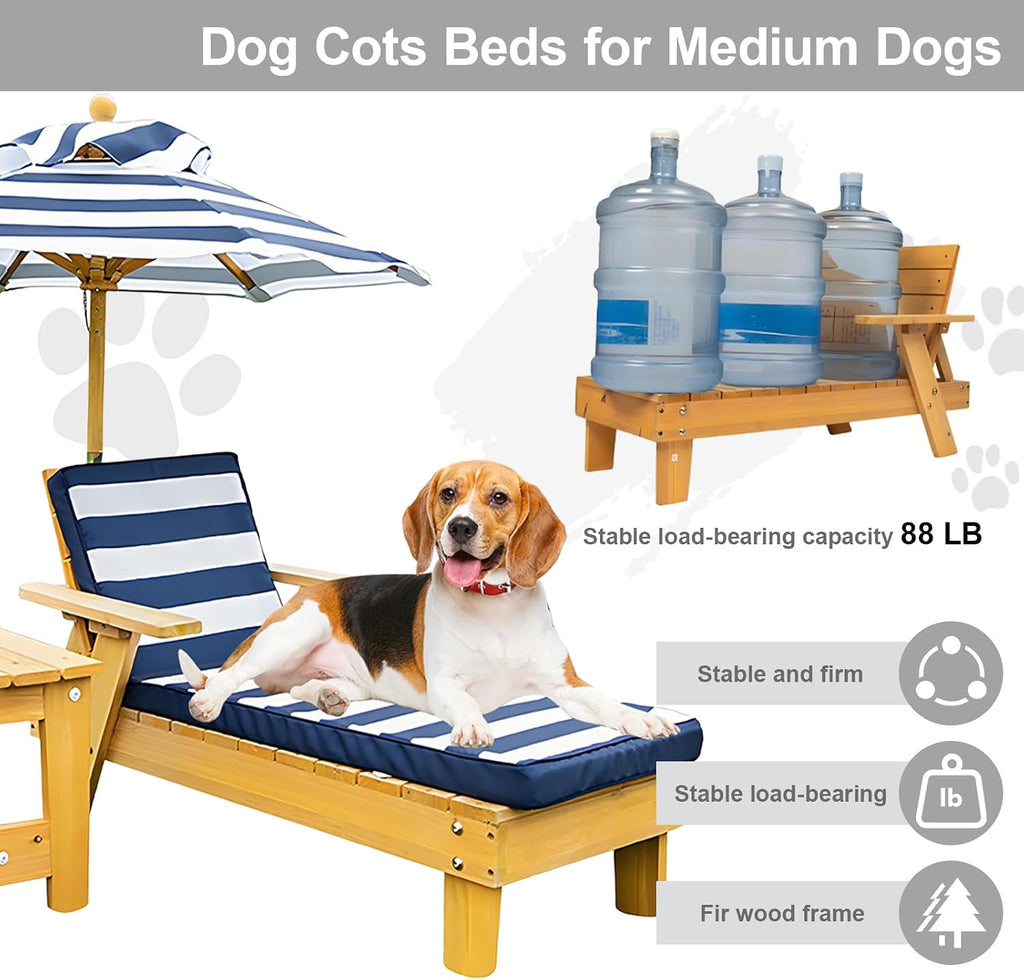 Elevated Dog Bed for Large Dogs with Waterproof Canopy | Indoor/Outdoor Pet Chaise for Backyard, Pool, Beach