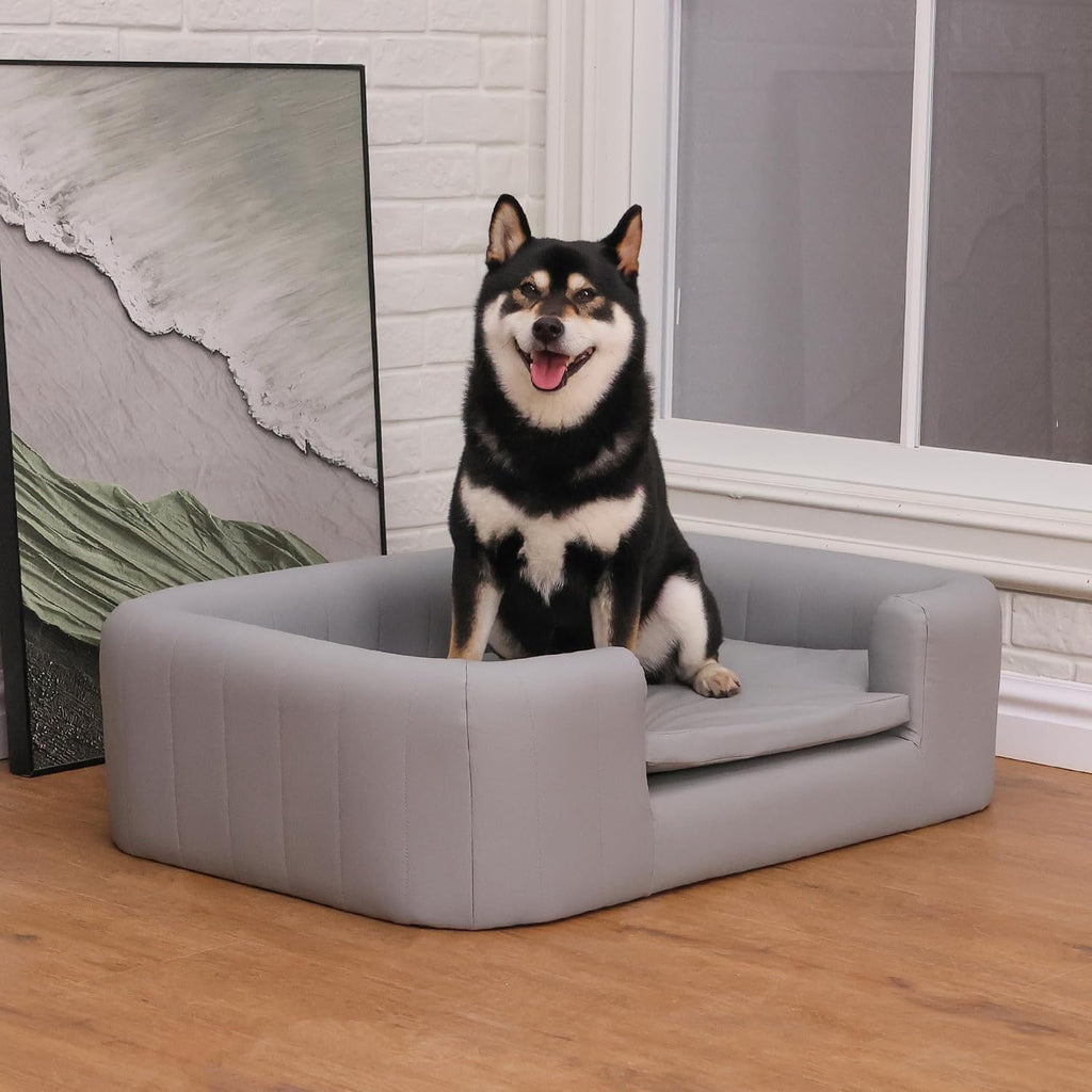 37-Inch Modern Pet Sofa with PU Scratch-Resistant Fabric and Adjustable Legs, Elevated Dog Couch for Small and Medium