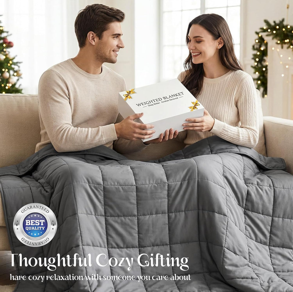 Weighted Blanket 5lbs (41"x60",Grey) Throw Size Soft Cooling Heavy Blanket for Sleeping, Breathable All Season