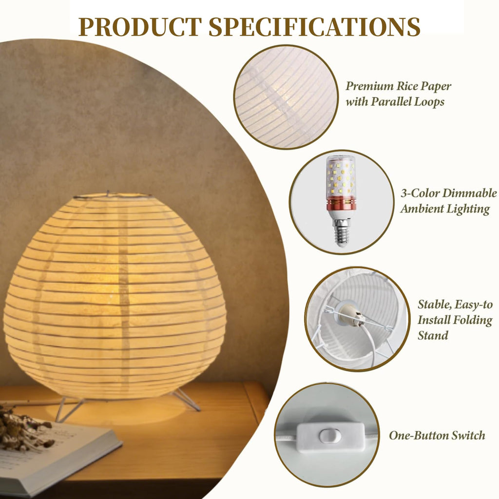 Small Paper Lamp, Japanese Lamp Lantern Table Lamp, Paper Table Lamp, Lantern Lamps for Desk Bedrooms Bedside Night