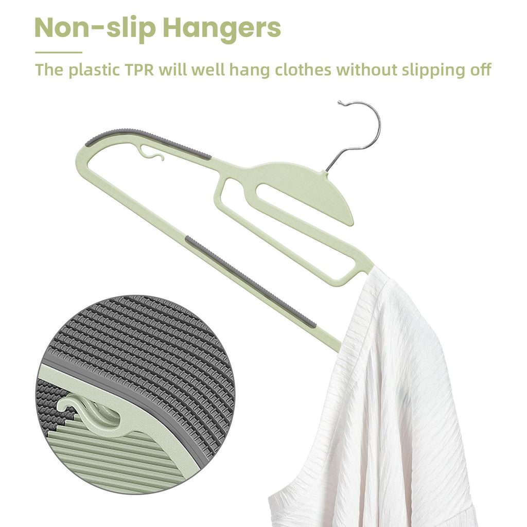 Plastic Hangers 50 Pack with Non-Slip Design, 0.2 Inches Thick, 360°Swivel Hook Space Saving Organizer