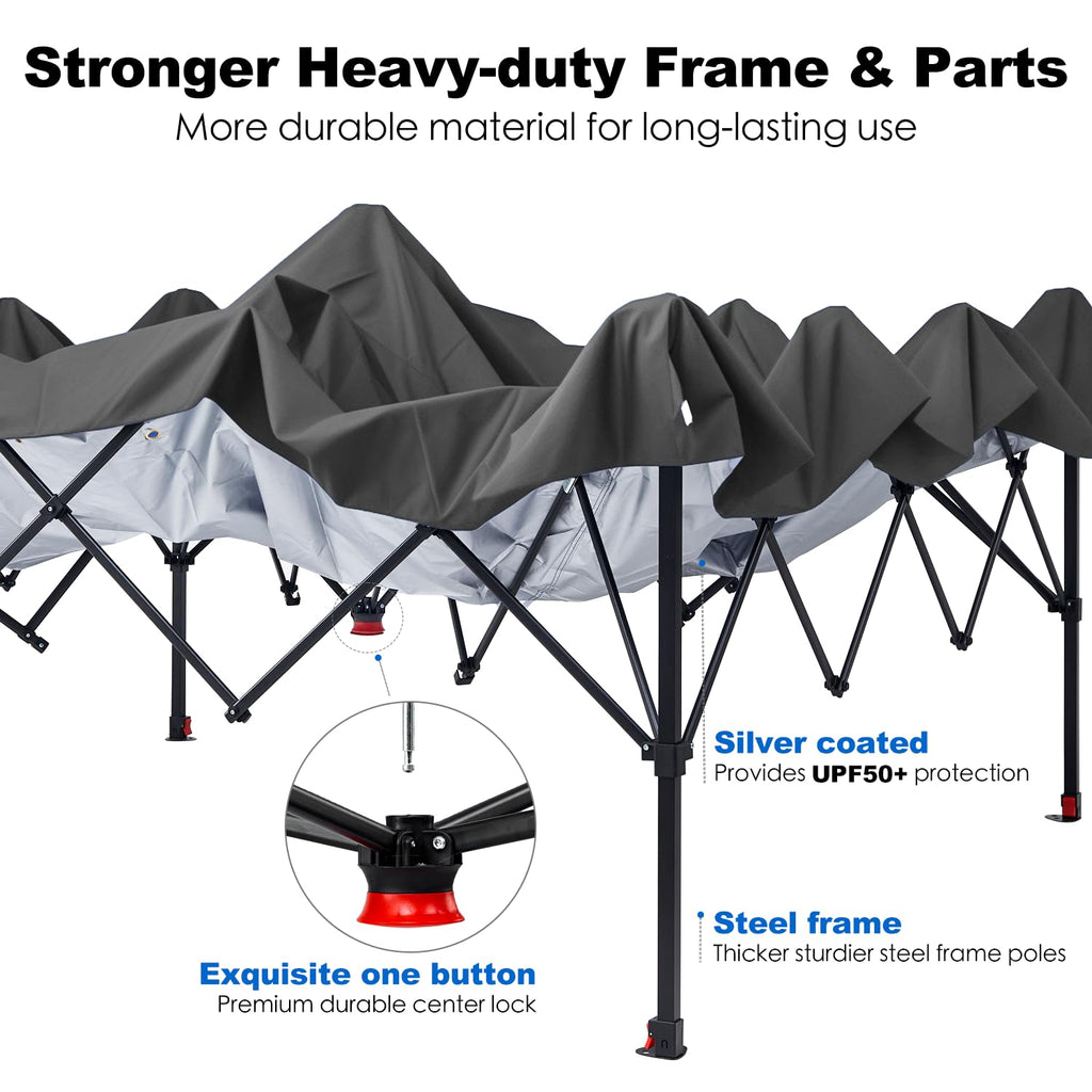 Pop Up Canopy Tent Outdoor Sidewall One Push (Gray, 10X10)