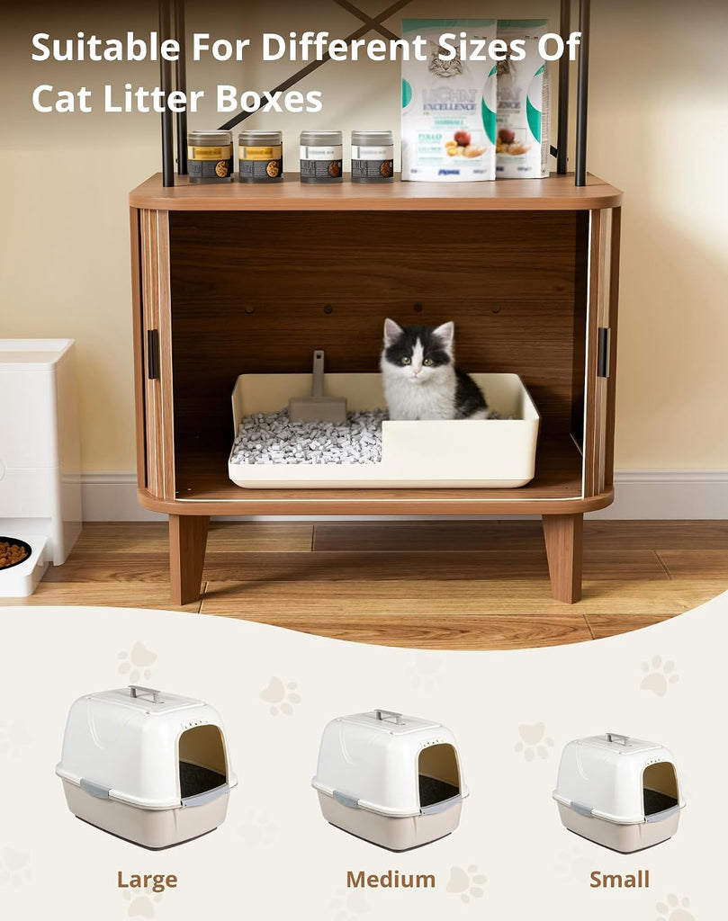 Cat Litter Box Enclosure Furniture, Hidden Litter Box Furniture Fit Most of Litter Boxes, Cat Washroom Cabinet and Pet