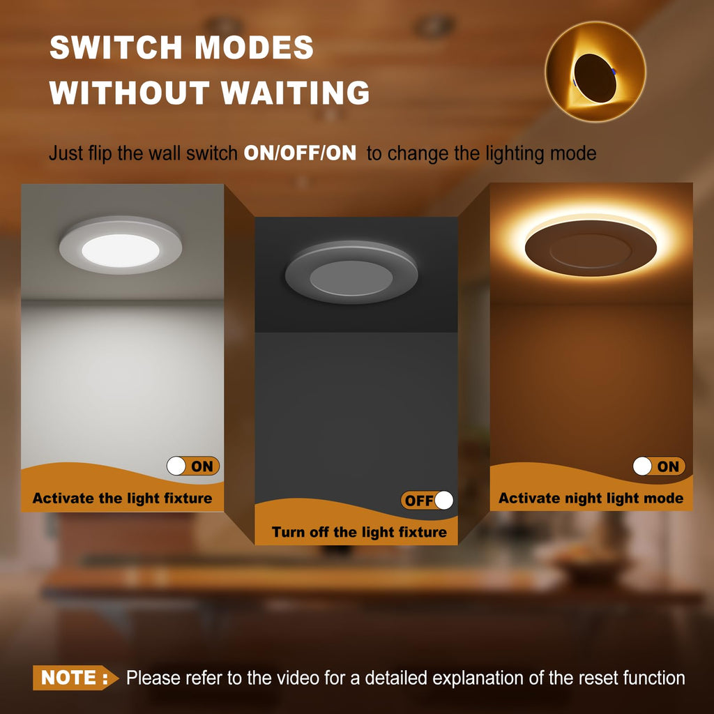 12 Pack 4 Inch 5CCT Recessed Light with Night Light